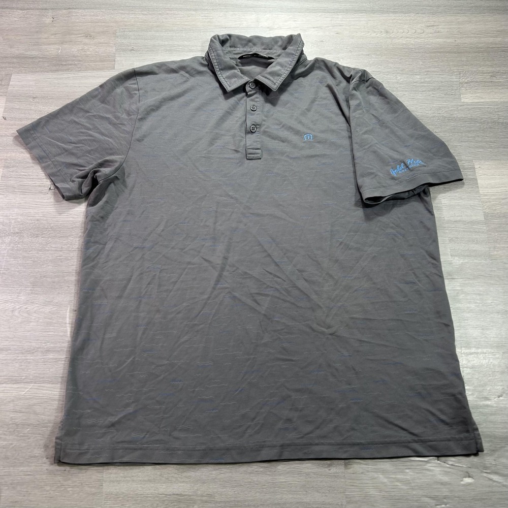 Travis Mathew Polo Shirt Mens XL Gray Wave Golf Pima Cotton Blend Casual Top